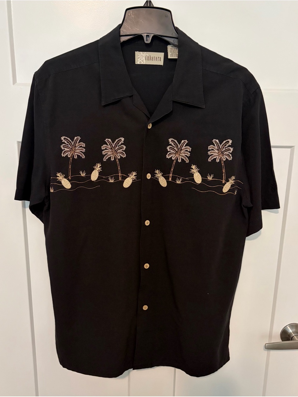 Cubavera Short-Sleeve Palm Tree & Pineapple Camp Shirt Medium